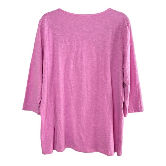 BLAIR Embroidered Cotton 3/4-Sleeve Henley, Large - Picture 4 of 10